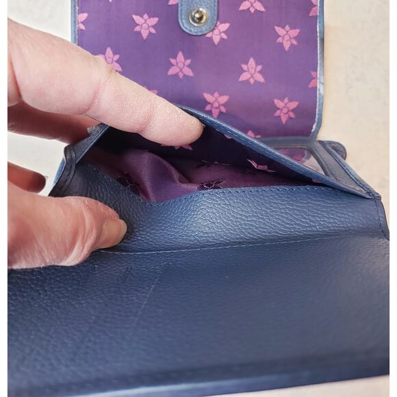 ANUSCHKA Leaping Orca Handpainted Leather Wallet RFID Blocker Protection Blue - Picture 8 of 14